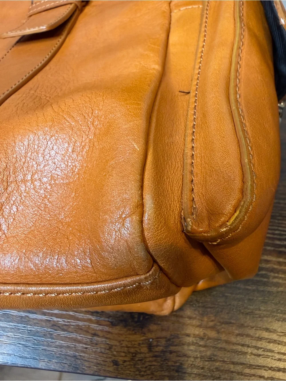 Hype faux leather tan satchel handbag functional side pockets
